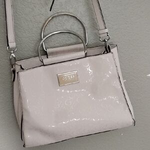 Guess Cream Satchel with Elegant Design,handle call out